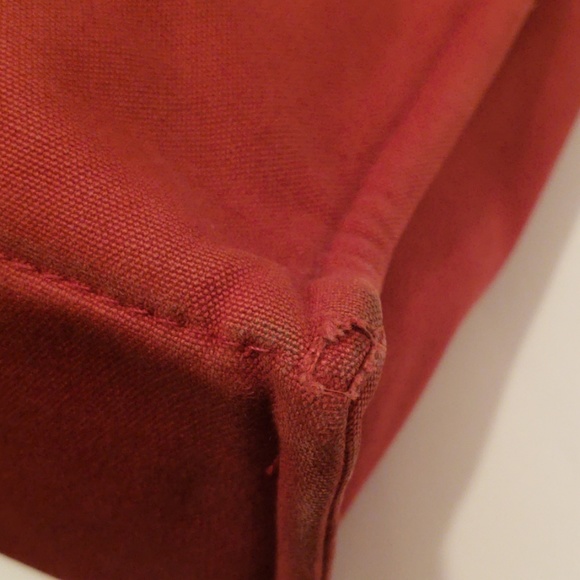 Hermes Burgundy Canvas Tote Bag - Picture 5 of 8